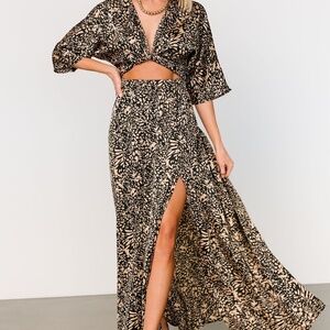 Baltic Born Morlana Maxi Dress | Black + Tan Print Size MM
